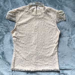 Laundry Lace cap sleeve ivory blouse